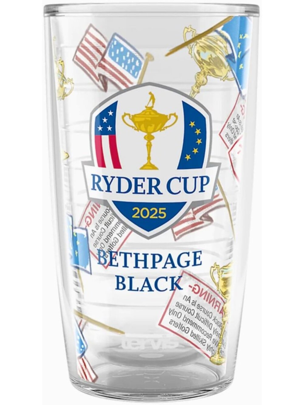 2025 Ryder Cup Golf Tumbler - 16oz Bethpage Black Scatter Print, New & Stylish